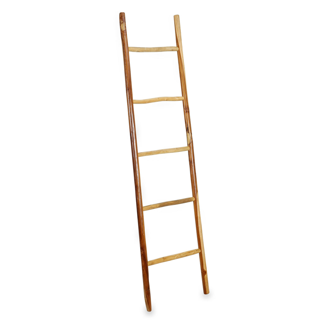 Ladder/handdoekenrek van teak hout